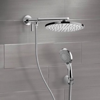 Shower Head Dual Shower Head Set With 2-Way Diverter Shower Head Arm Remer DSH01